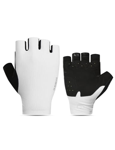 INBIKE Fahrradhandschuhe Sommer Halbfinger Kurz Fingerlos Fahrrad MTB Handschuhe für Moutainbike Sport Trainning Rennen Radfahren Weiß M von INBIKE