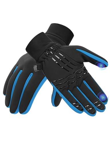 INBIKE Fahrradhandschuhe Winterandschuhe Outdoorhandschuhe Skihandschuh MTB Mountainbike Handschuhe Laufhandschuhe Herren Damen Touchscrennfähig Winter Warm Winddicht Blau,XS von INBIKE