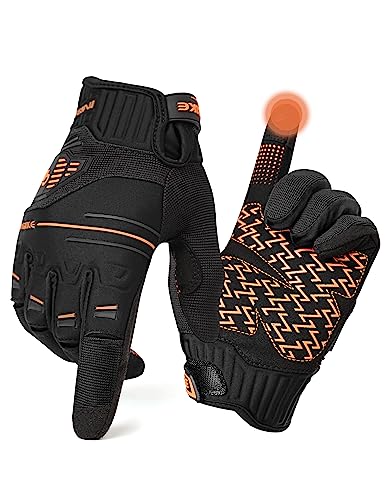 INBIKE MTB Handschuhe Herren Touchscreen Fahrradhandschuhe Mountainbike Rennrad Radsport Bekleidung mit verdickten Handflächenpolstern Orange XL von INBIKE