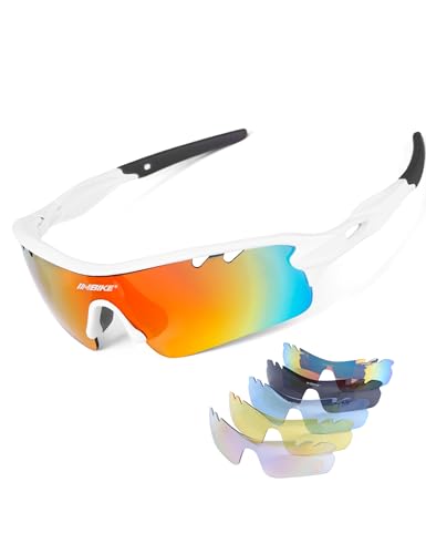 INBIKE Sonnenbrille Herren Damen Polarisiert Verspiegelt Fahrradbrille Radbrille Sport Brille UV400 Schutz mit 5 Wechselgläser,Weiß INBIKE Sonnenbrille Herren Damen Polarisiert Verspiegelt Fahrradbrille Radbrille Sport Brille UV400 Schutz mit 5 Wechselgläser,Weiß von INBIKE