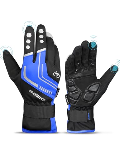 INBIKE Winterhandschuhe Fahrrad MTB Handschuhe Herren Damen Winter Touchscreen Fahrradhandschuhe Beheizbar für Radsport Road Race Downhill Wandern Blau XXL von INBIKE