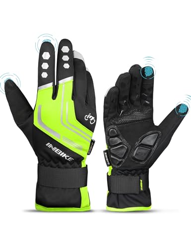 INBIKE Winterhandschuhe Fahrrad MTB Handschuhe Herren Damen Winter Touchscreen Fahrradhandschuhe Beheizbar für Radsport Road Race Downhill Wandern Grün M von INBIKE