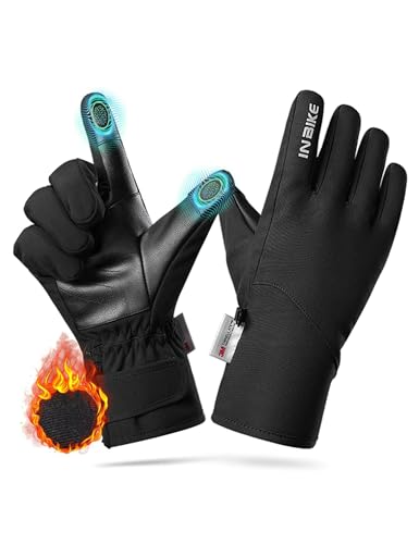 INBIKE Winterhandschuhe Wasserdichjt Fahrradhandschuhe Radhandschuhe Skihandschuhe Thermo Thinsulate Handschuhe für Fahrrad Motorrad Ski Work Driving Schwarz L von INBIKE