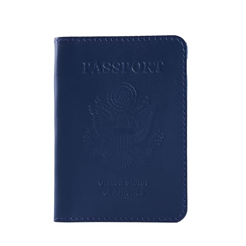 INCARNE US Reisepasshülle - Reisepasshülle - Reisepasshülle mit Kartenfächern & Geldscheinfach, Klassisches Blau, Standard passport fit, Patriotische USA von INCARNE