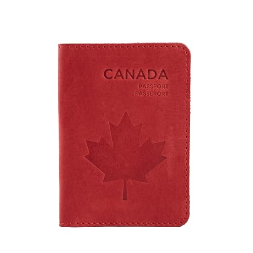 INCARNE US Reisepasshülle - Reisepasshülle - Reisepasshülle mit Kartenfächern & Geldscheinfach, Rot (Vintage Red), Standard passport fit, Maple Canada von INCARNE