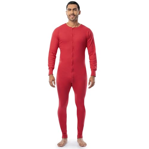 INDERA Herren Cotton Rib Knit Union Suit Unterwäsche, Rot, S von INDERA