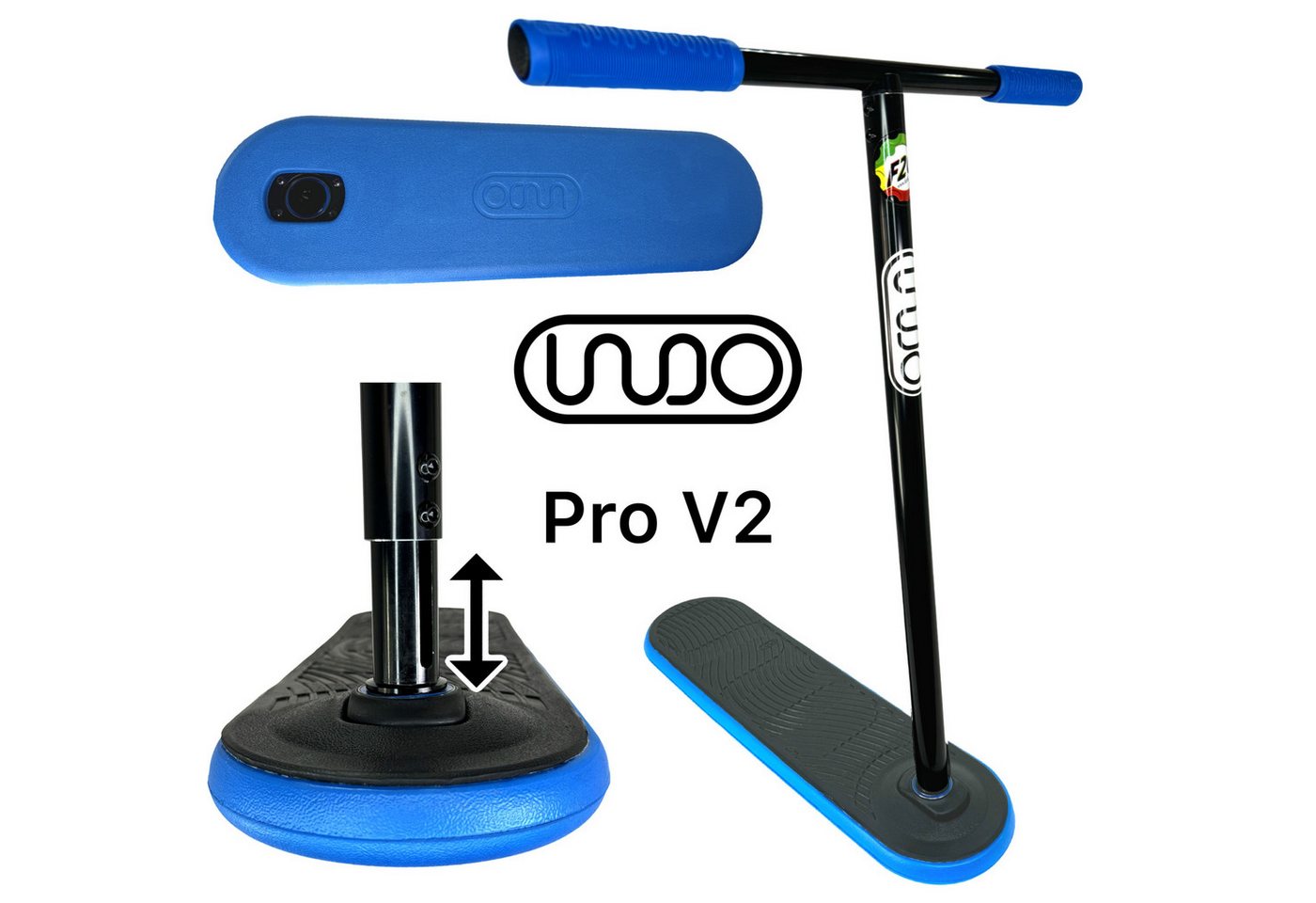 INDO Stuntscooter Indo Pro V2 Trampolin Stunt-Scooter Trick Trainer H=74-80cm Blk / Blau INDO Stuntscooter Indo Pro V2 Trampolin Stunt-Scooter Trick Trainer H=74-80cm Blk / Blau von INDO