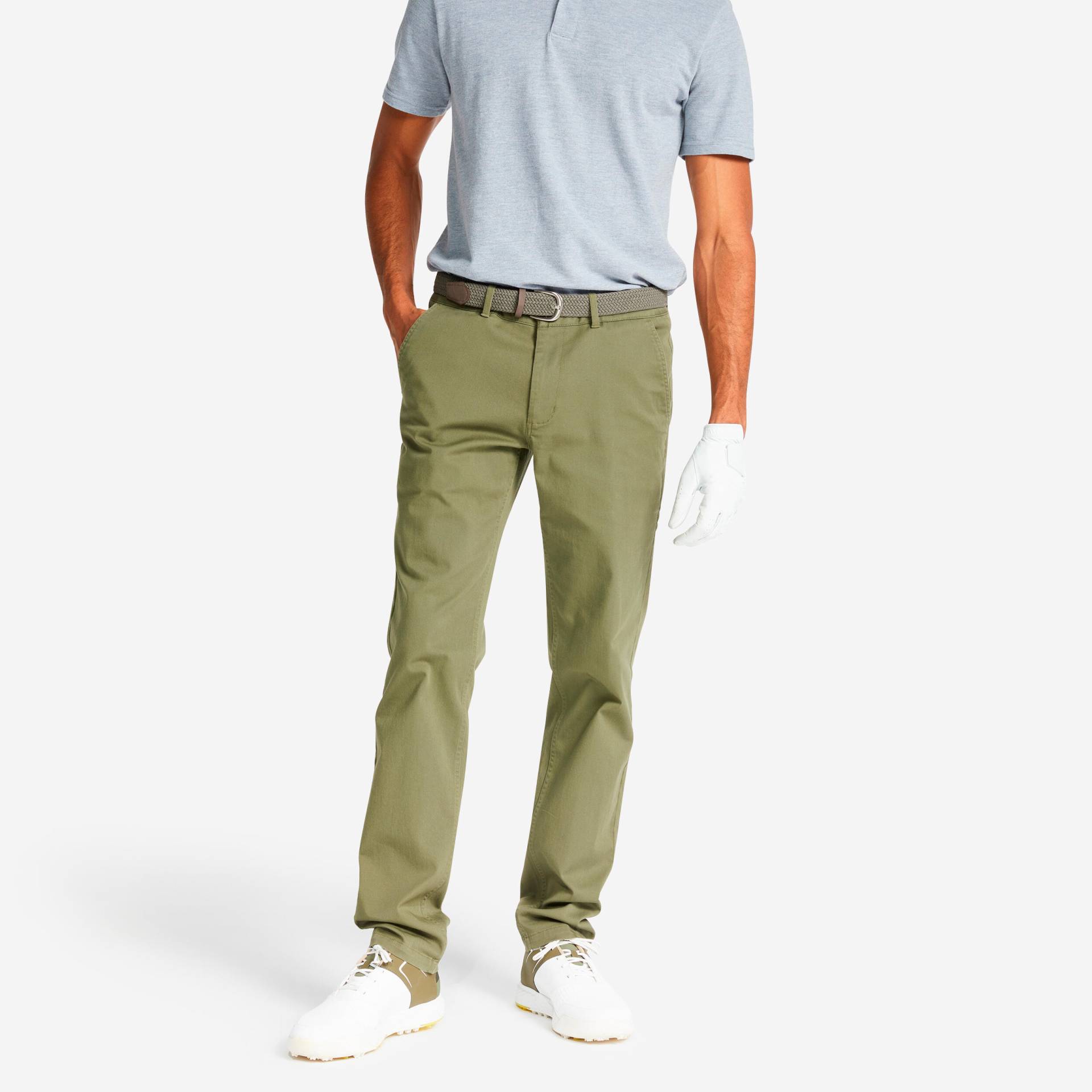 Herren Golf Chinohose - MW500 khaki von INESIS