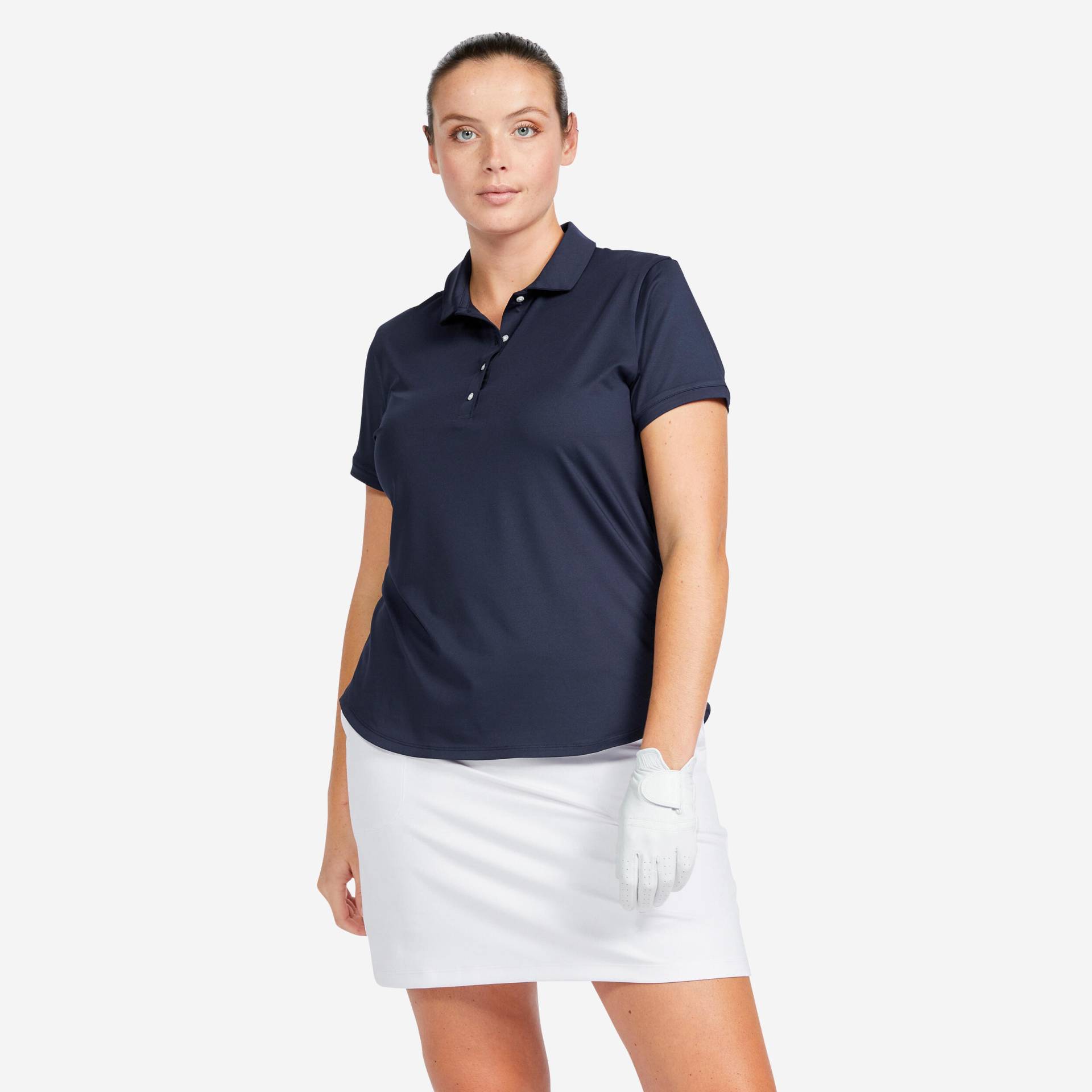 Damen Golf Poloshirt kurzarm - WW500 dunkelblau Damen Golf Poloshirt kurzarm - WW500 dunkelblau von INESIS