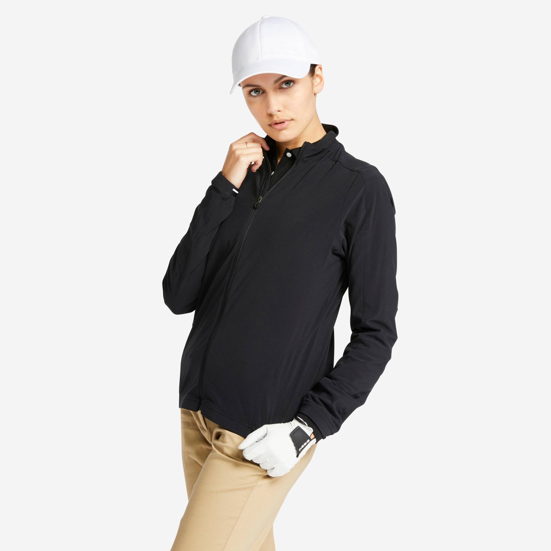 Damen Golf Windbreaker wasserabweisend - RW500 schwarz Damen Golf Windbreaker wasserabweisend - RW500 schwarz von INESIS
