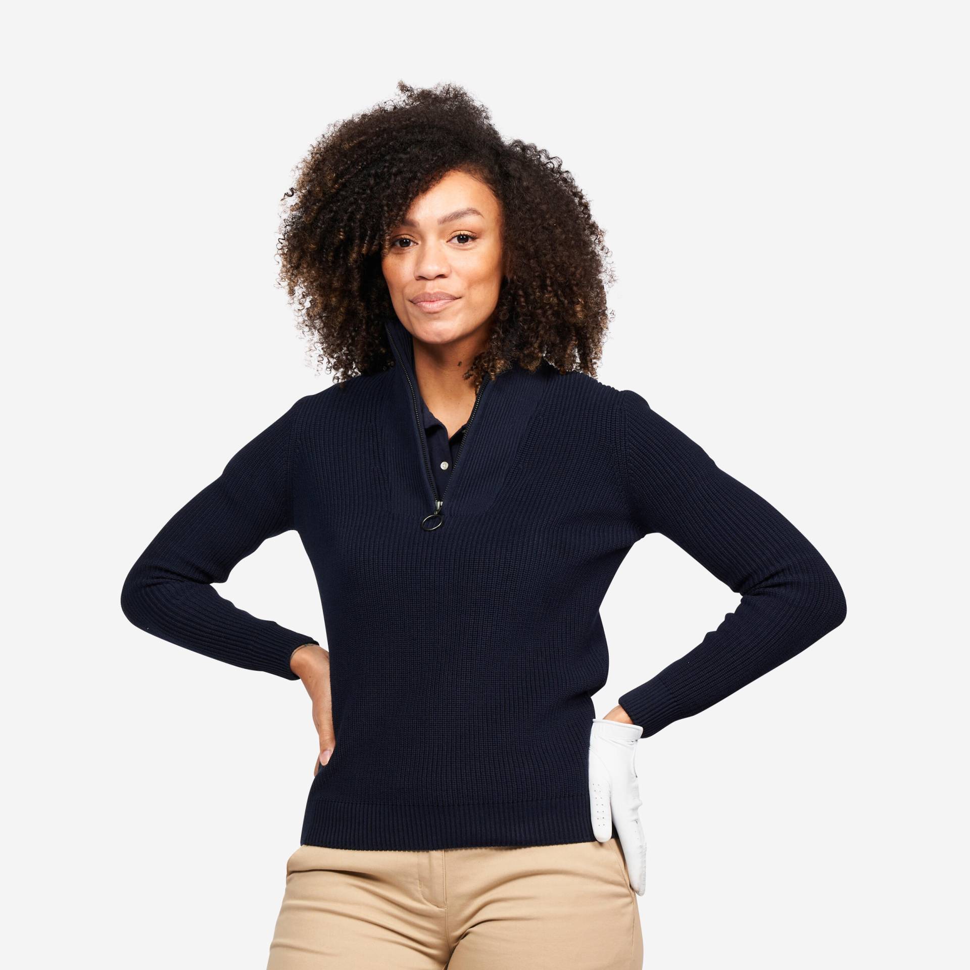 Damen Golfpullover Kurzreissverschluss - MW500 marineblau Damen Golfpullover Kurzreissverschluss - MW500 marineblau von INESIS
