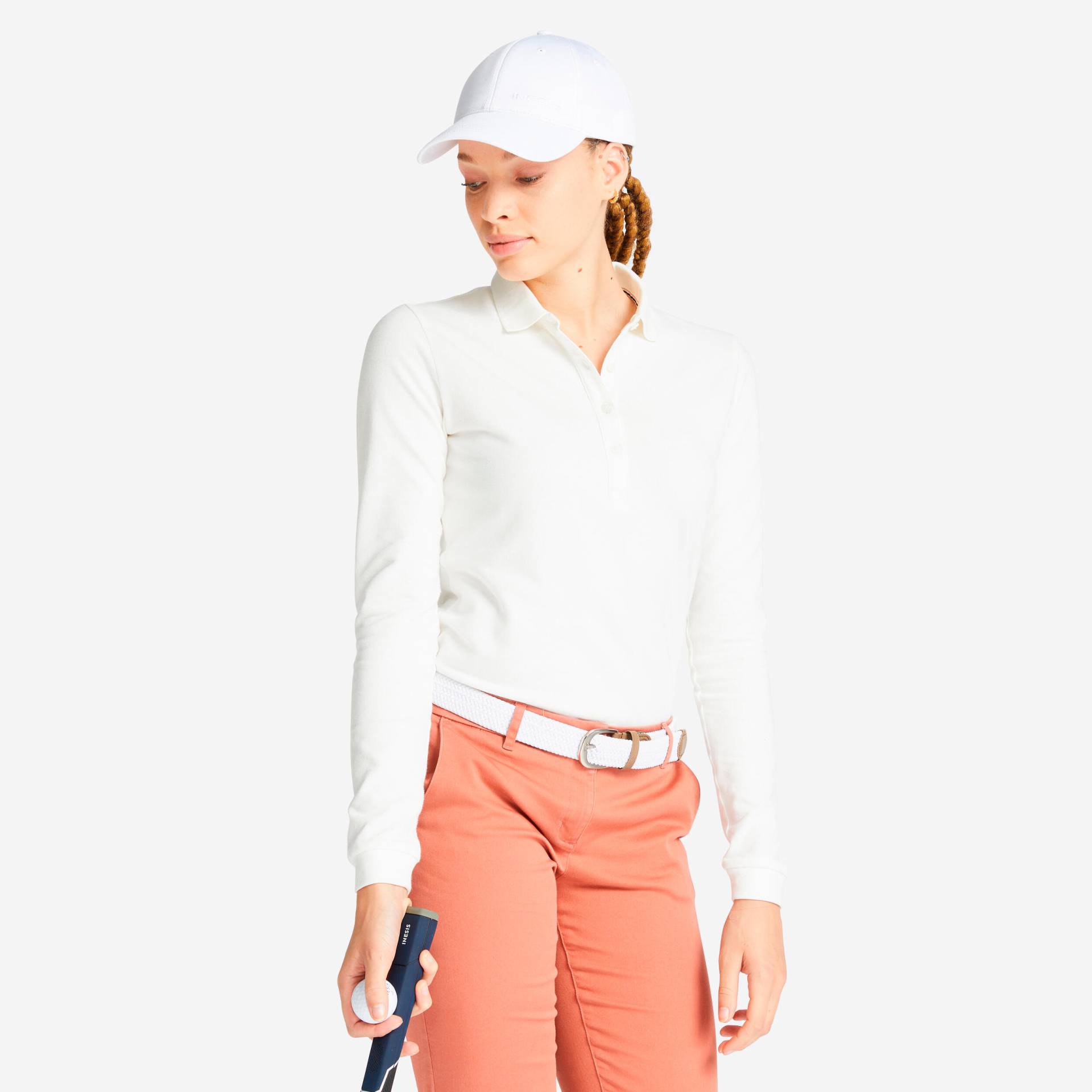 Damen Poloshirt langarm - MW500 elfenbein Damen Poloshirt langarm - MW500 elfenbein von INESIS