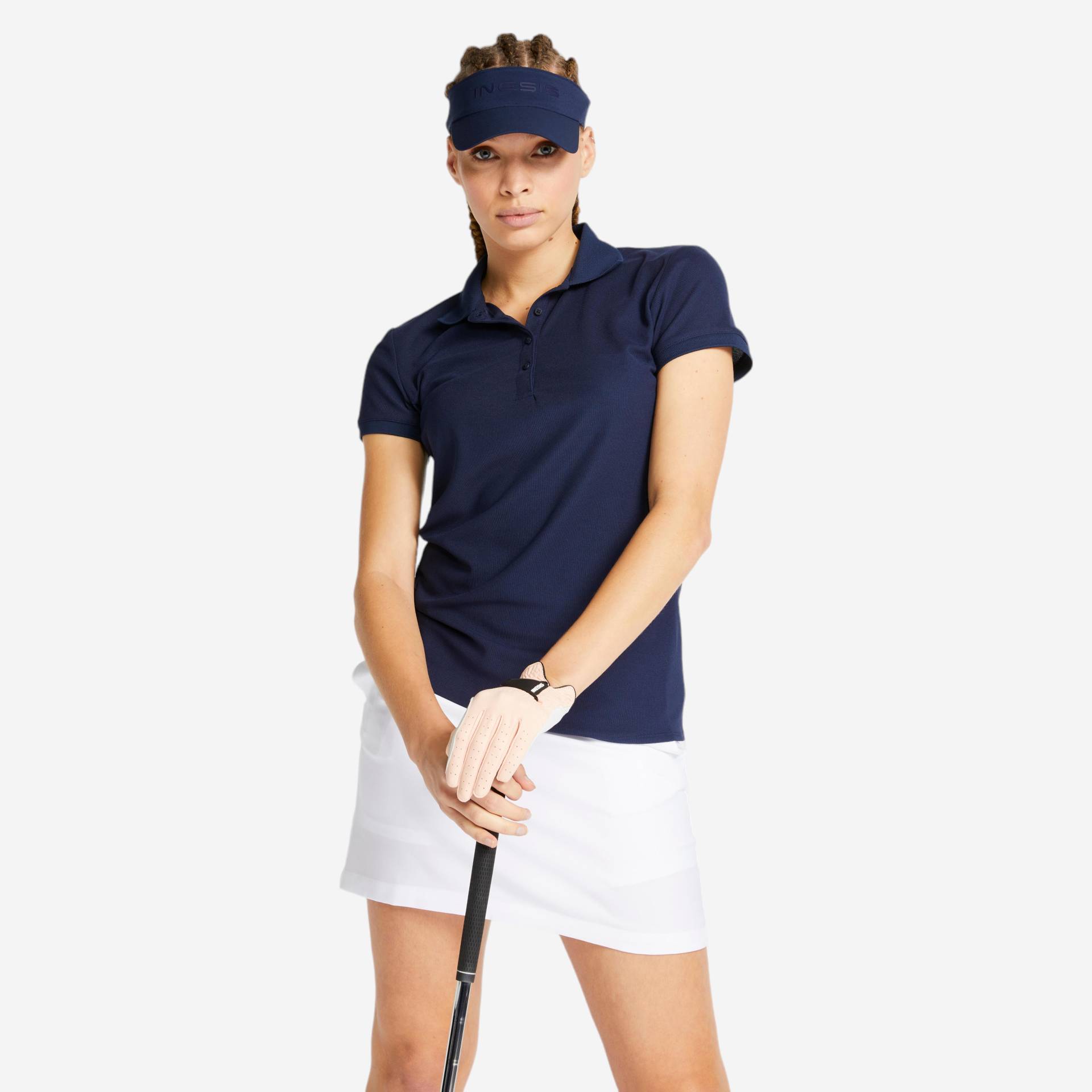 Golf Poloshirt kurzarm WW500 Damen marineblau von INESIS