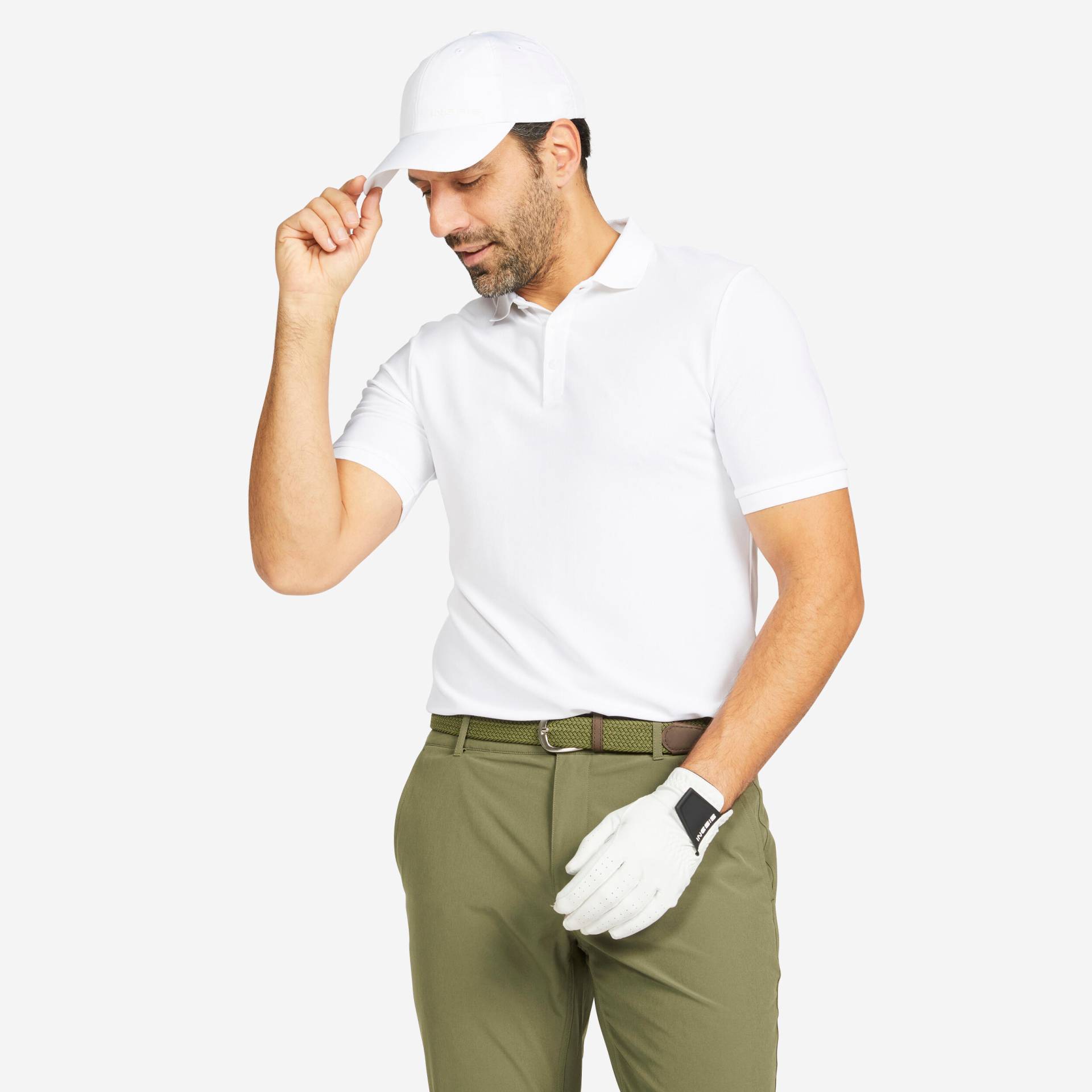Herren Golf Poloshirt kurzarm - WW500 weiss von INESIS