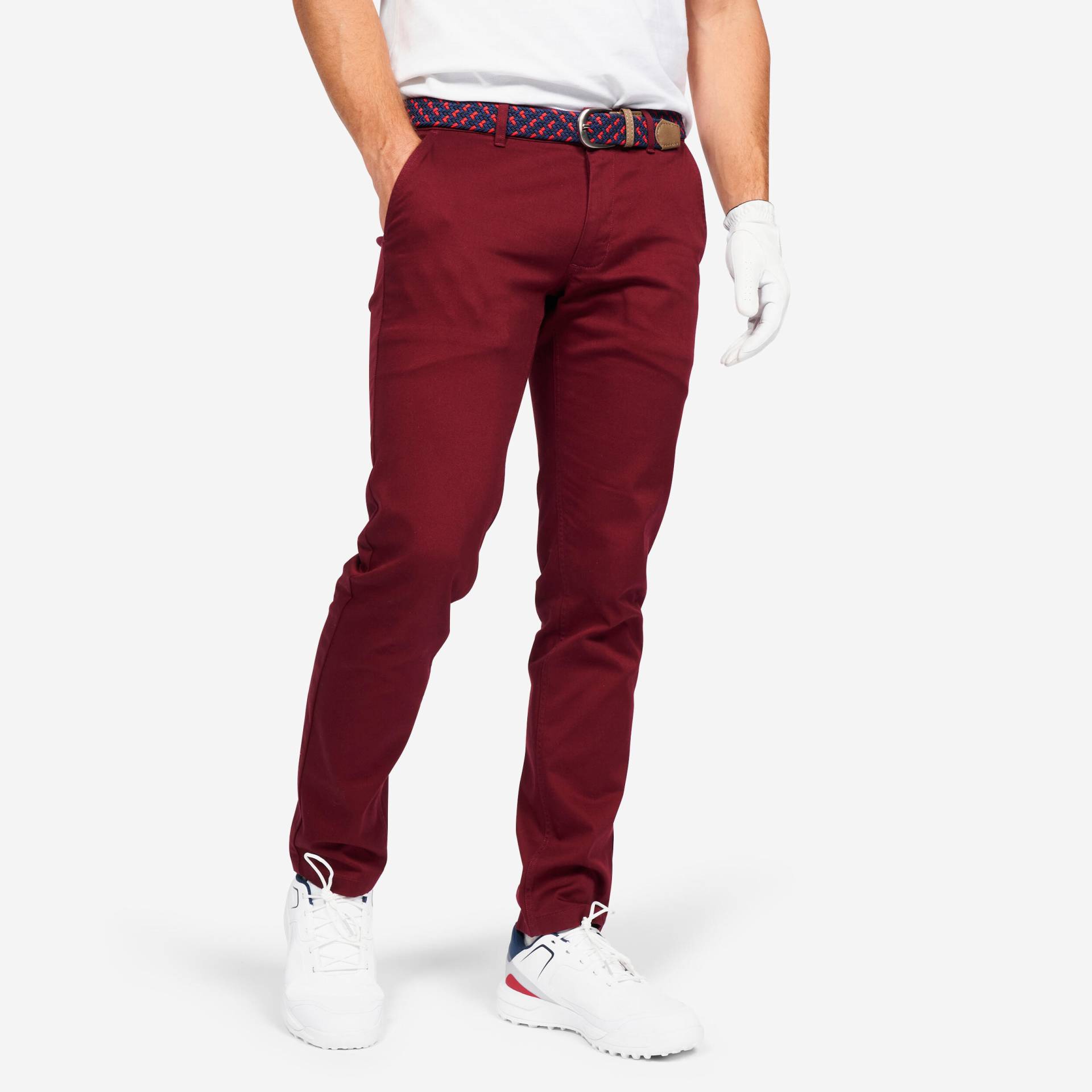 Herren Golf Chinohose - MW500 dunkelrot von INESIS