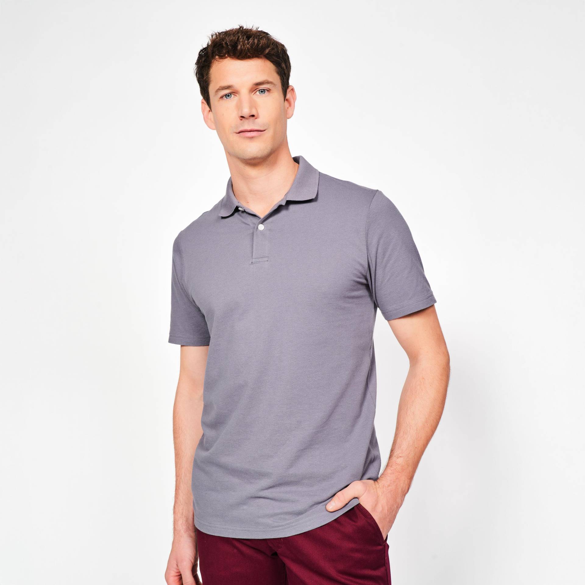 Herren Golf Poloshirt kurzarm 100 % Baumwolle - MW100 dunkelgrau Herren Golf Poloshirt kurzarm 100 % Baumwolle - MW100 dunkelgrau von INESIS