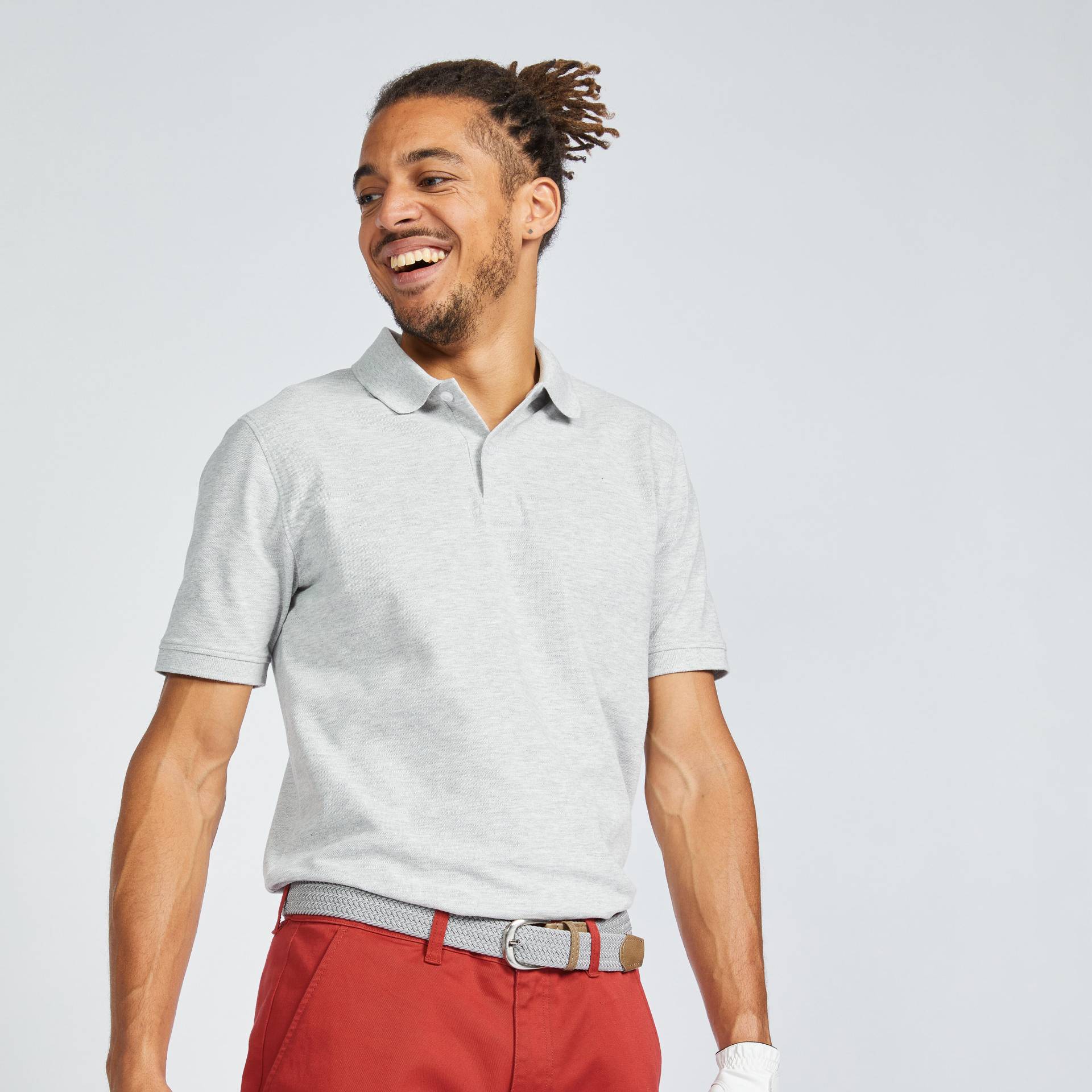 Herren Golf Poloshirt kurzarm Baumwolle - MW500 hellgrau Herren Golf Poloshirt kurzarm Baumwolle - MW500 hellgrau von INESIS