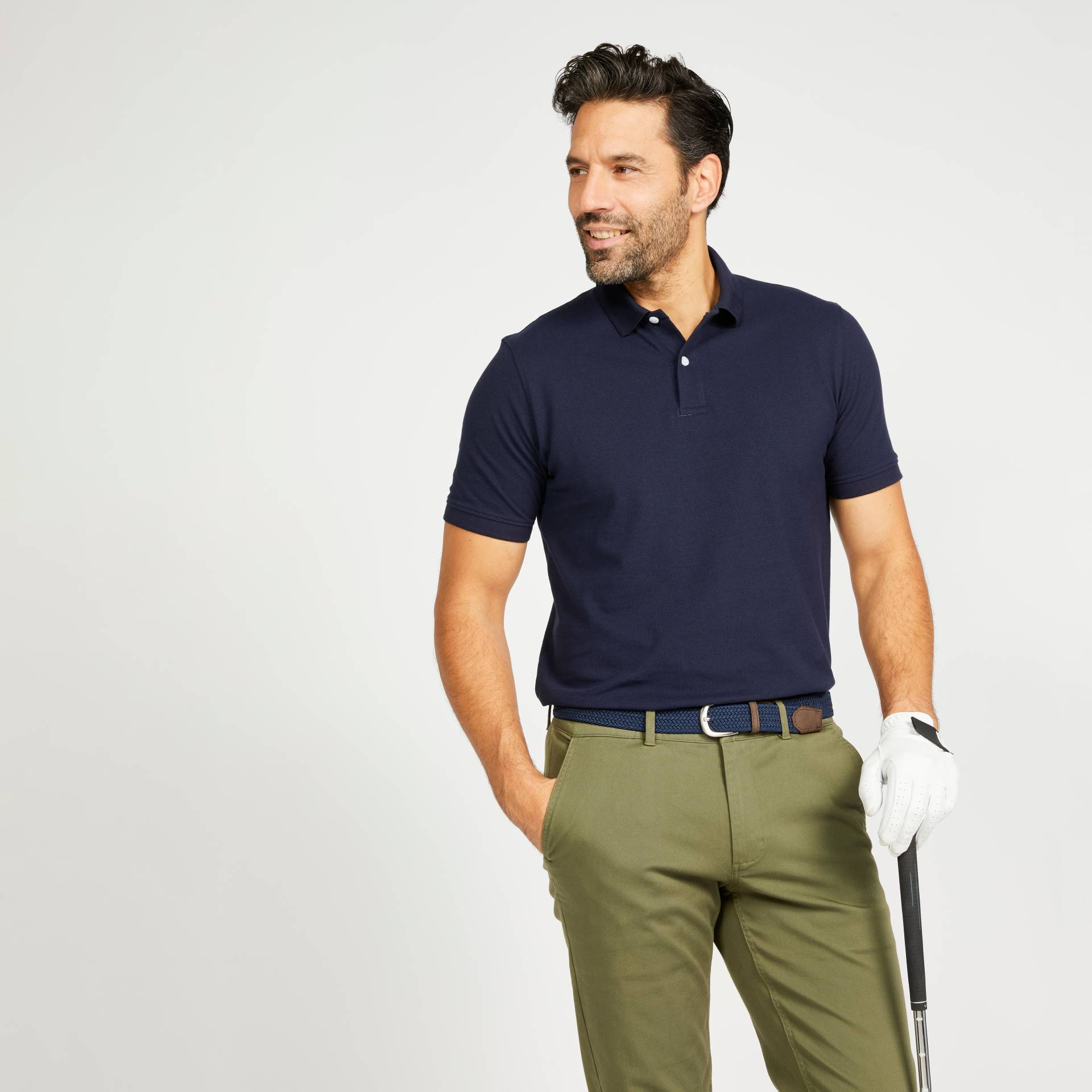 Herren Golf Poloshirt kurzarm Baumwolle - MW500 marineblau Herren Golf Poloshirt kurzarm Baumwolle - MW500 marineblau von INESIS
