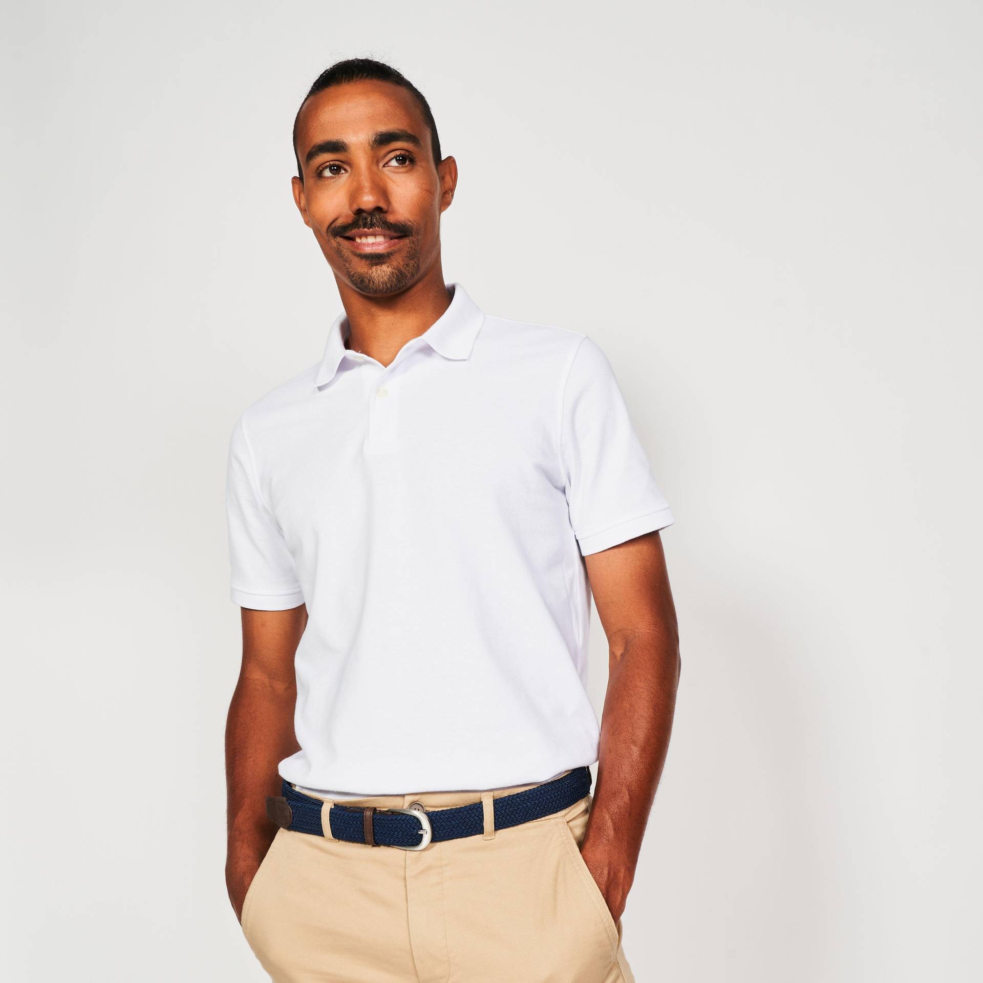 Herren Golf Poloshirt kurzarm Baumwolle - MW500 weiss Herren Golf Poloshirt kurzarm Baumwolle - MW500 weiss von INESIS