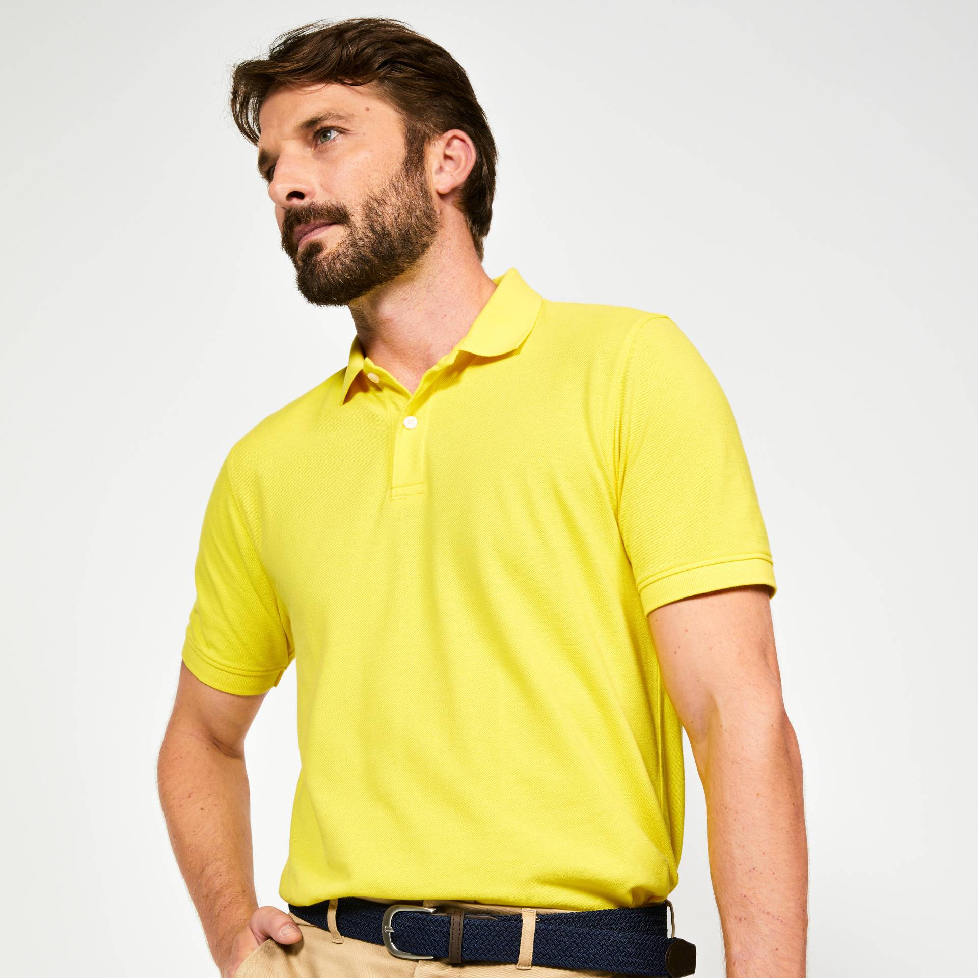 Herren Golf Poloshirt kurzarm Baumwolle - MW500 gelb von INESIS