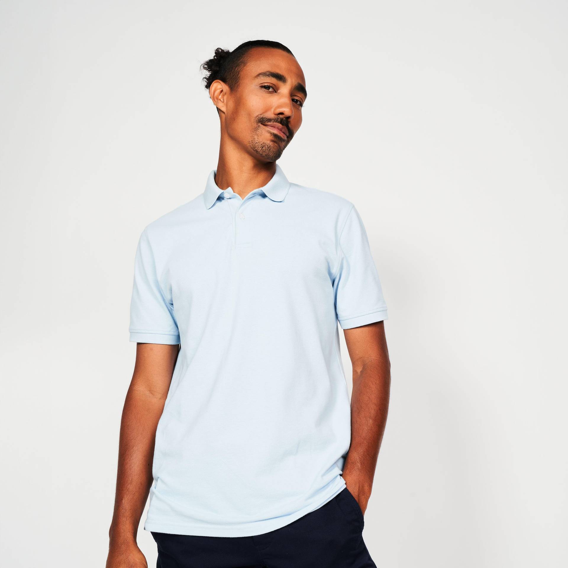 Herren Golf Poloshirt kurzarm Baumwolle - MW500 blassblau von INESIS