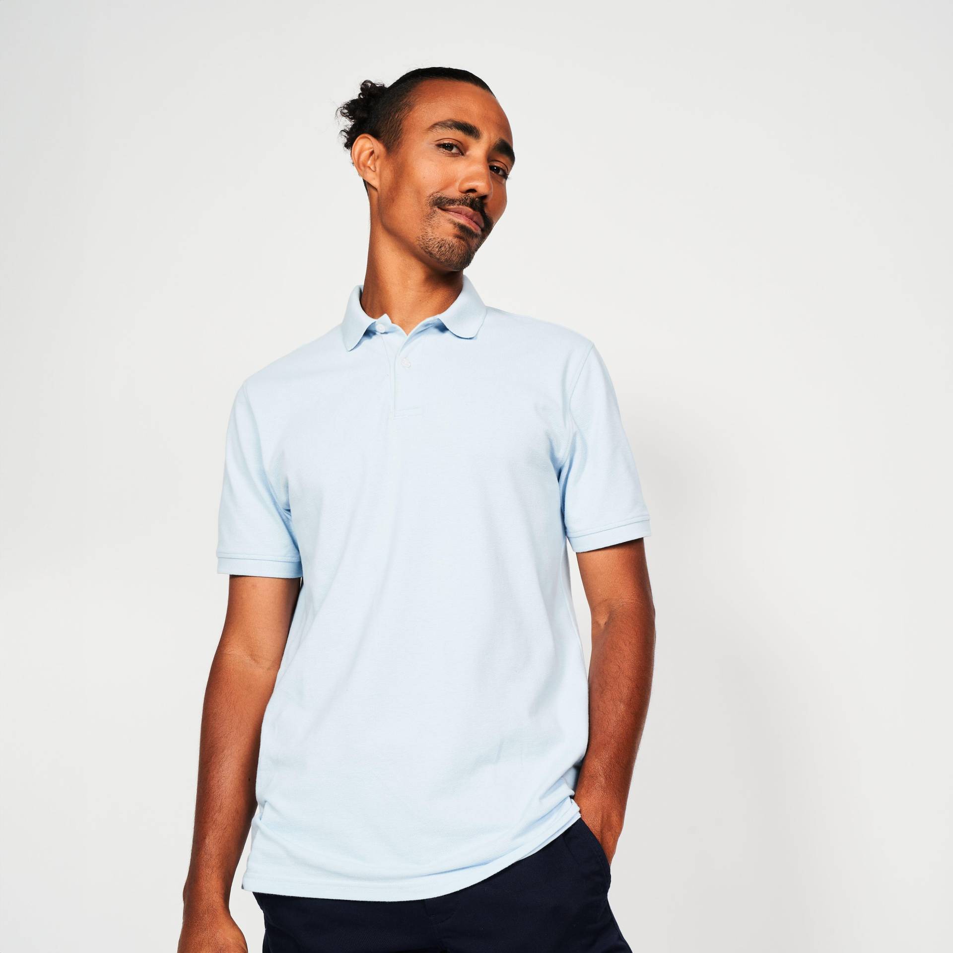 Herren Golf Poloshirt kurzarm - MW500 hellblau von INESIS