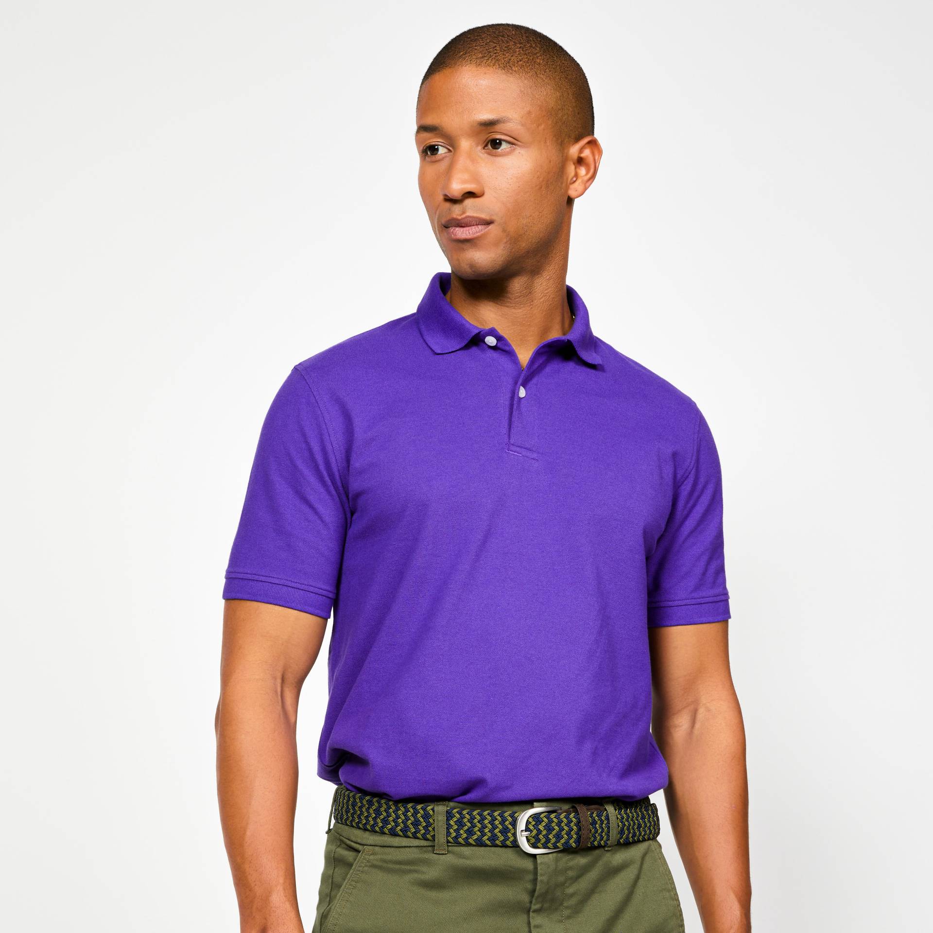 Herren Golf Poloshirt kurzarm Baumwolle - MW500 lila von INESIS