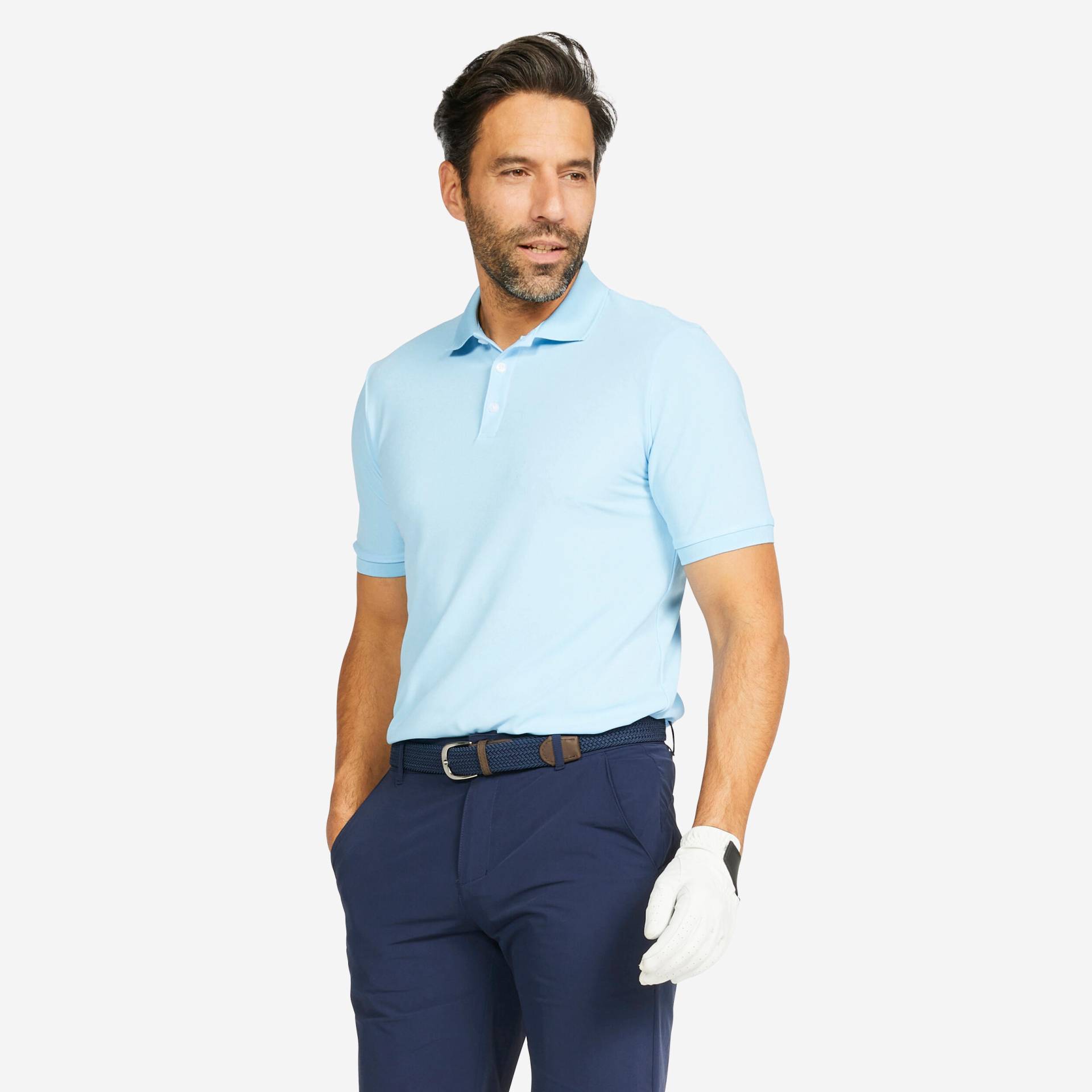 Herren Golf Poloshirt kurzarm - WW500 hellblau Herren Golf Poloshirt kurzarm - WW500 hellblau von INESIS