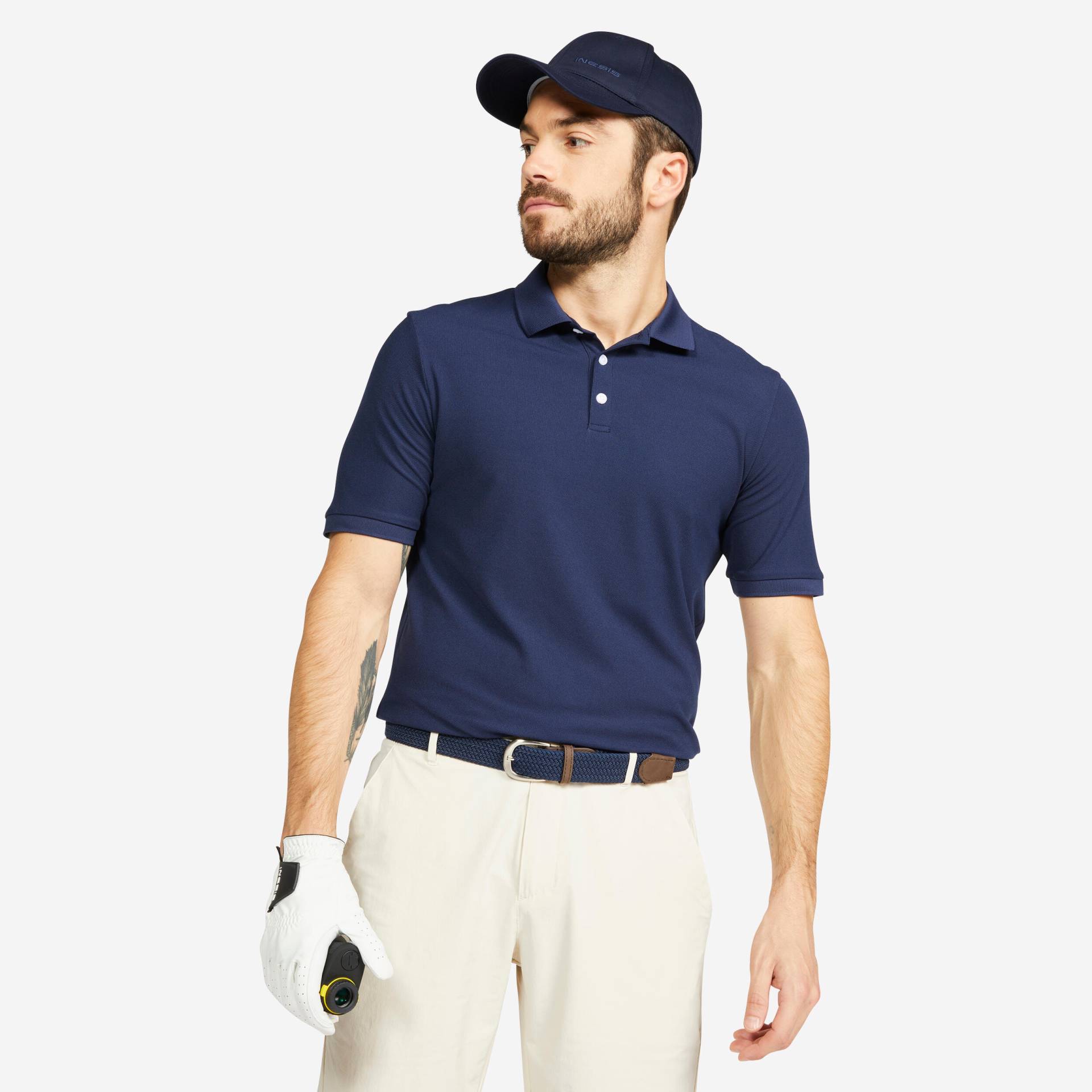 Herren Golf Poloshirt kurzarm - WW500 marineblau Herren Golf Poloshirt kurzarm - WW500 marineblau von INESIS