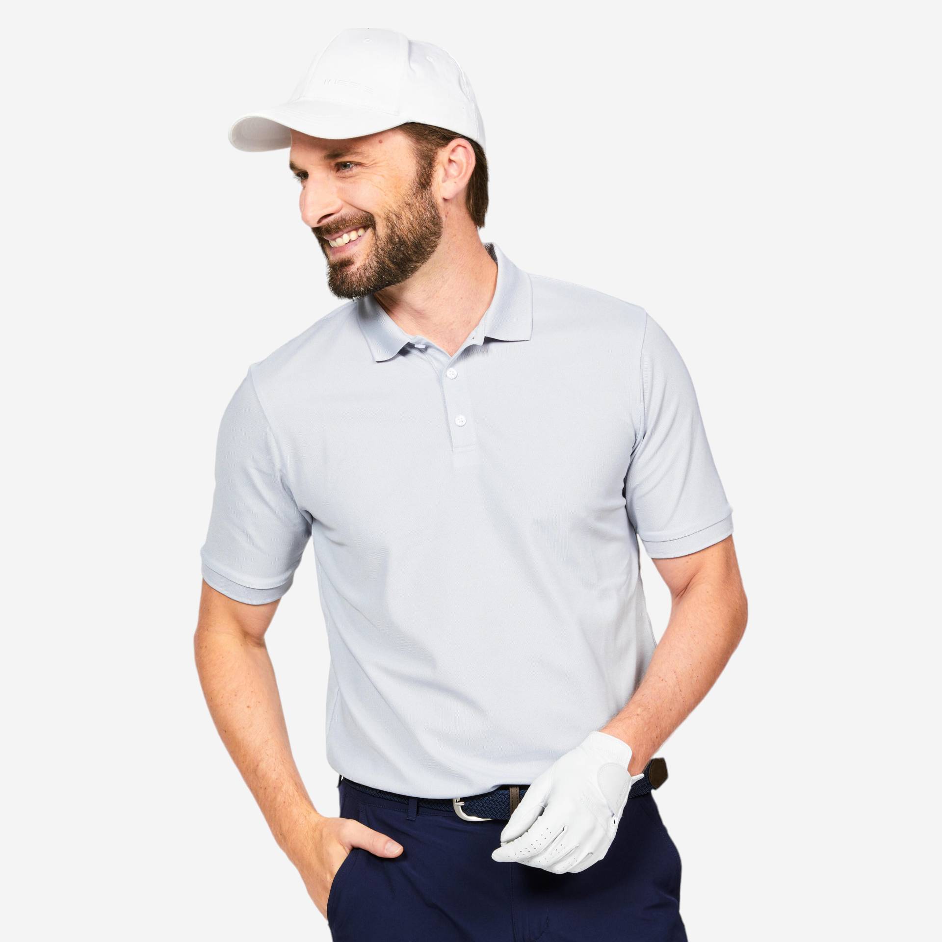 Herren Golf Poloshirt kurzarm - WW500 perlgrau von INESIS