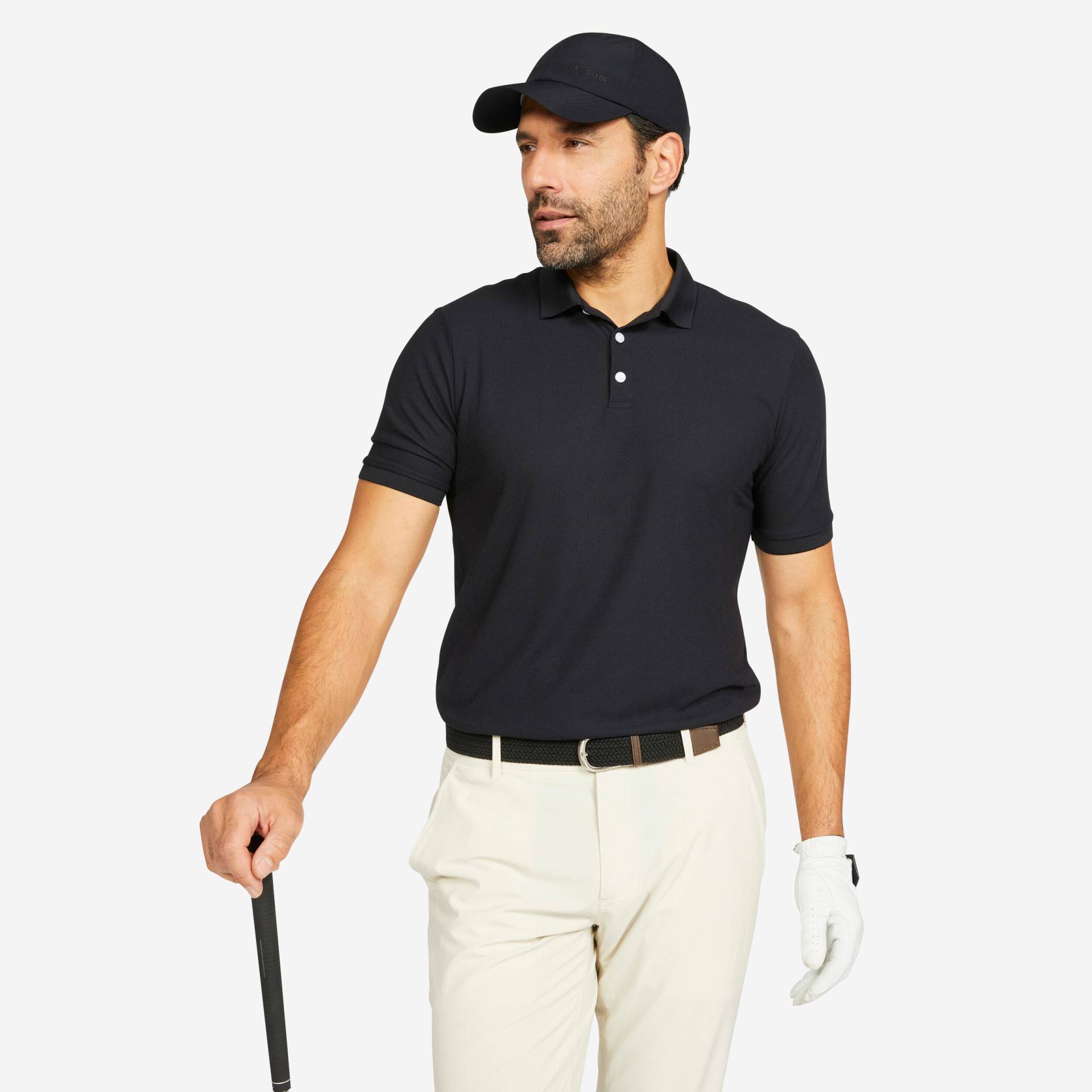 Herren Golf Poloshirt kurzarm - WW500 schwarz Herren Golf Poloshirt kurzarm - WW500 schwarz von INESIS
