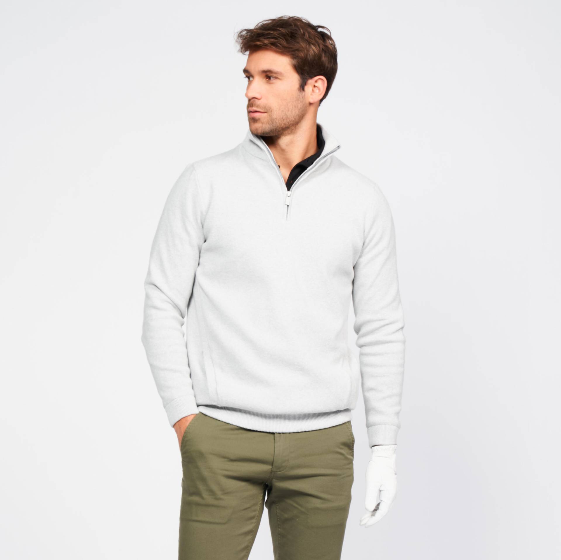 Herren Golfpullover winddicht Kurzreissverschluss - MW500 grau Herren Golfpullover winddicht Kurzreissverschluss - MW500 grau von INESIS