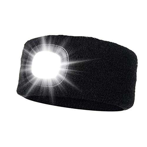 LED Sport Stirnband Stirnlampe USB Wiederaufladbare Kopflampe, Laufhut 4 LED-Lampe mit Wasserdichtem Licht und Blinkender Alarmscheinwerfer Hohe Stretch Multi-Color, Unisex Kinder Scheinwerfer-Mütze von INHDBOX