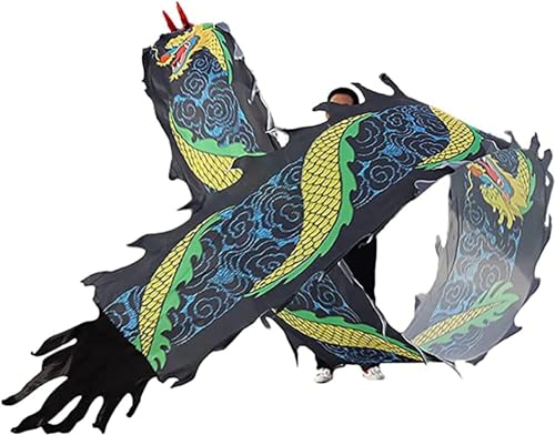 Bändchen-Luftschlangen, Bunte Drachen-Seiden-Luftschlangen, die Sich drehen und schütteln, I Band-Spielzeug for Kinder for Spielen(Color:Black,Size:10m/33ft) von ININOSNP