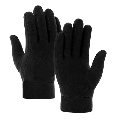 INIULLUV Kletterhandschuhe Winddichte Winter-Fahrradhandschuhe, Fahrrad-Sport, stoßfest, warme Outdoor-Handschuhe, Ski-Kletterhandschuhe Für Abseilen, Bergsteigen(Thick - Black) von INIULLUV