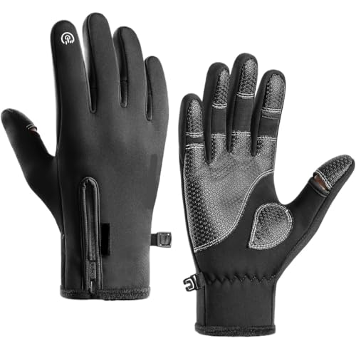 INIULLUV Kletterhandschuhe Winter warme Outdoor-Klettern Reiten Fahrrad Angeln Polar Fleece Handschuhe ausgesetzt rutschfeste wasserdichte Unisex Für Abseilen, Bergsteigen(L) von INIULLUV