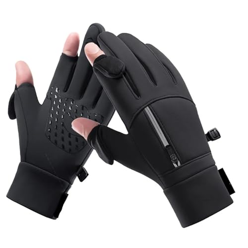 INIULLUV Kletterhandschuhe Winterhandschuhe for Männer und Frauen, warme, Winddichte Handschuhe for kaltes Wetter, Thermohandschuhe for Klettern, Radfahren Für Abseilen, Bergsteigen(Black,XL) von INIULLUV