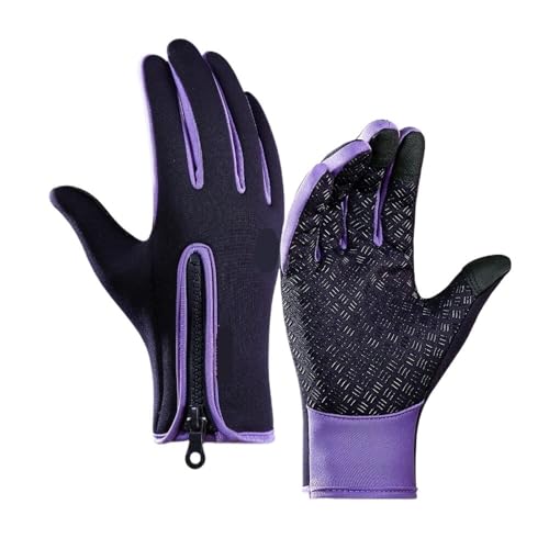 Kletterhandschuhe 1 paar Winter Warme Radfahren Handschuhe Thermische Outdoor Sport Laufen Fahrrad Ski Handschuhe for Camping Wandern Motorrad Handschuhe Männer Für Abseilen, Bergsteigen(Purple,M) von INIULLUV