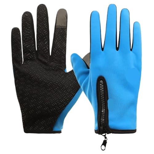 Kletterhandschuhe Drei Paar Outdoor-Sport Radfahren Winter Warme männer Handschuhe Frauen Klettern Splash-proof Skifahren Snowboard Rutschfeste Zipper Handschuhe Für Abseilen, Bergsteigen(Blue,XXL) von INIULLUV