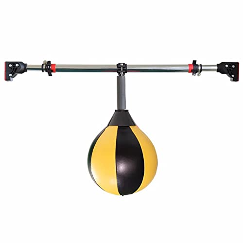 Punchingball Speedball Doorway Boxsäcke mit Starker Klimmzugstange, Höhenverstellbarer Speed-Boxball für Erwachsene/Kleinkinder, Gelb-Schwarze Farbe (Size : Ball 22cm) von INKCOR