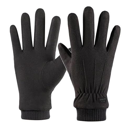 INOGIH Damen-Winterhandschuhe aus Wildleder, Touchscreen-Handschuhe, mit Wolle gefüttert, leicht, ultraweich, bequem, warm, Schwarz, Einheitsgröße von INOGIH