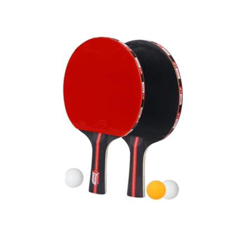 INOOMP 1 Satz Tischtennisschläger mit Bällen Pickleball-Paddel Spiel Pongbälle Racquetball Padel Pong-Netz tischtenniskellen Table Tennis bat Sport Sachen sportzeug Racket Set Bambus rot von INOOMP