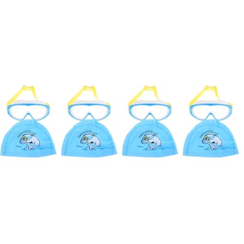 INOOMP 4 Sätze Schwimmbrillen-set Für Kinder Sport-schwimmbrille Ohrstöpsel Kinder Schwimmbrille Süße Badekappe Badekappen Für Jugendliche Cartoon-hüte Schwimmzubehör Taucherbrille Gummi von INOOMP