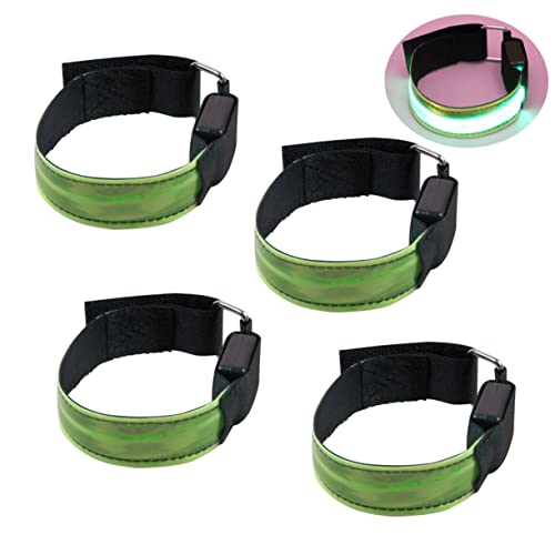 INOOMP 4 Stück Laufarmband Jogging zubehör joggen zubehör armreif Armband übelkeit Lauflicht fluoreszierender Reflektor reflektierendes Armband Fluoreszierendes Armband LED-Armband Green von INOOMP