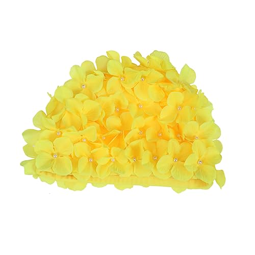 INOOMP Badekappen für Damen Swim Cap Swimming Cap Wiederverwendbare Schwimmkappe schwimmmütze Gelbe Schwimmkappe Zöpfe Strand UV Bademütze für Damen Blumen Schwimmen Frauen Yellow von INOOMP