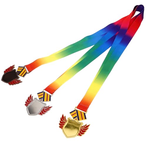 INOOMP Gold-Silber-Bronze-Medaillen 3 Stück 1. 2. Und 3. Platz Auszeichnungsmedaillen Flügel-Design Basketball-Gewinnerpreise Mit Halsband Für Wettkampfsport-Party von INOOMP