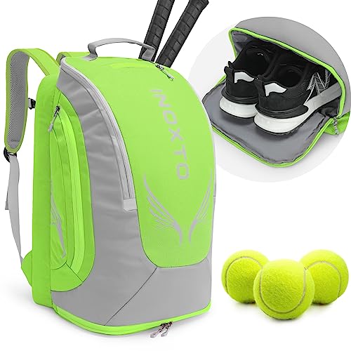 INOXTO 40L Tennistaschen für Damen und Herren, großer Tennisrucksack kann 2 Tennisschläger halten, wasserdichte und atmungsaktive Pickleball-Tasche mit unabhängiger Schuhaufbewahrung für Tennis, von INOXTO