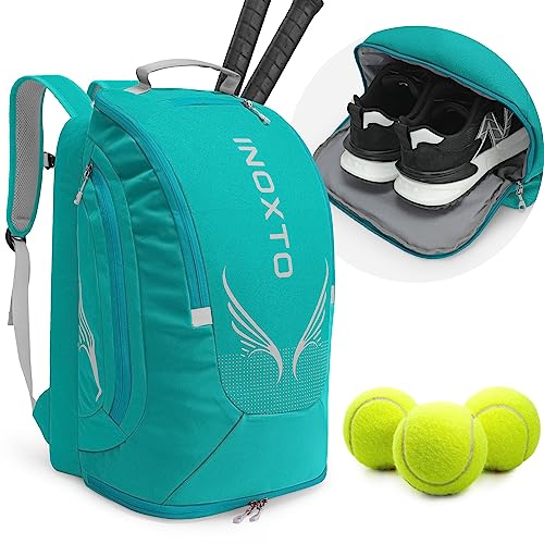 INOXTO 40L Tennistaschen für Damen und Herren, großer Tennisrucksack kann 2 Tennisschläger halten, wasserdichte und atmungsaktive Pickleball-Tasche mit unabhängiger Schuhaufbewahrung für Tennis, von INOXTO