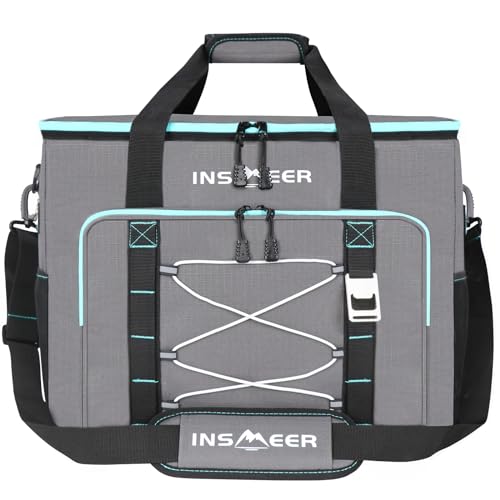 INSMEER Kühltasche Gross 55L, 80 Cans Kühltasche Faltbar, Auslaufsicher & Wasserdicht Isolierte Tasche mit Flaschenöffner XXL Picknicktasche/Einkaufstasche für Ausflug, Camping, Strand von INSMEER