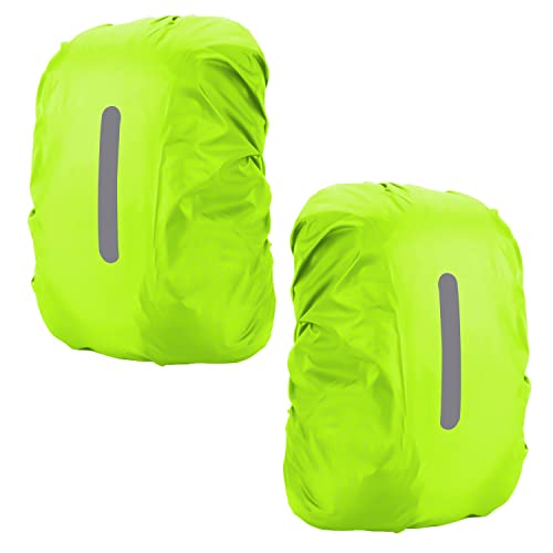INTIRILIFE Rucksack Regenschutz Regenhülle für Rucksäcke mit bis zu 55L Volumen in Gelb - 20-35 x 19-23 x 53-65 cm - Wasserabweisend mit Reflektor Streifen von INTIRILIFE